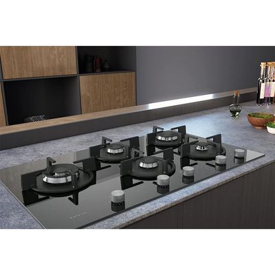 Ariston 90cm 5 Burner Gas Hob Enamelled Grids AGS92SBK Black